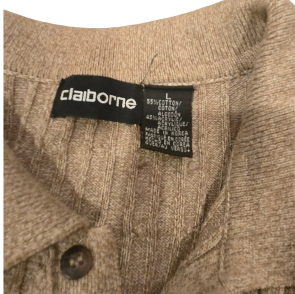 Claiborne Men's Tan Knit Lightweight Sweater Sz L